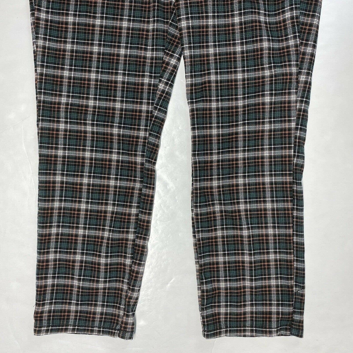 American Eagle Super Hi-Rise Skinny Trouser Sz 10 Stretch Green Tan Plaid Pants