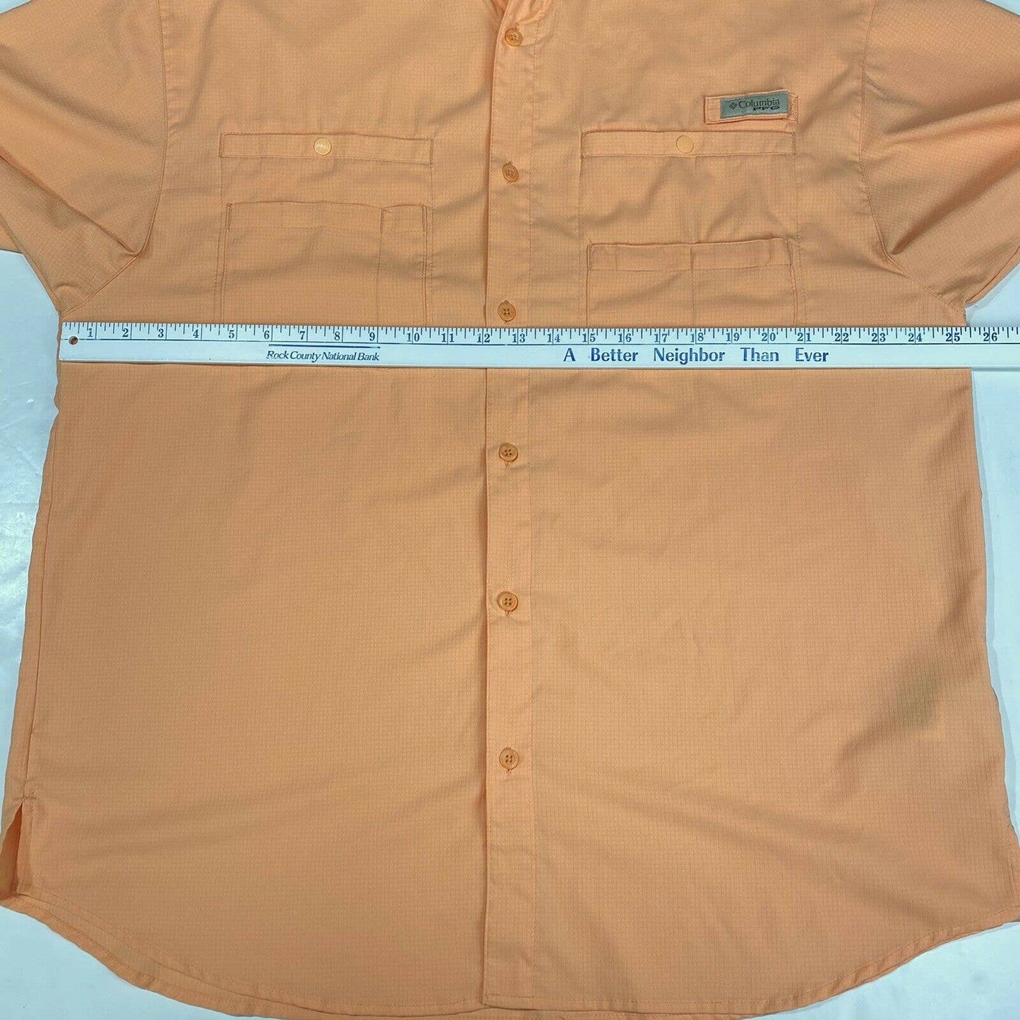 Columbia PFG Button Up Shirt Mens XL Orange Omni Shade Short Sleeve Vented Top