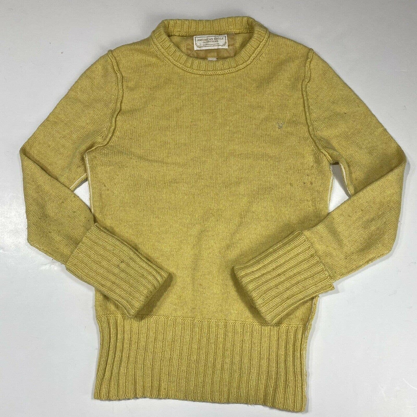 American Eagle Yellow Sweater Sz Small Womens Wool Angora Rabbit Hair Blend