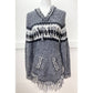 Grupo Brisanti Fuzzy Alpaca Blend Knit Sweater Gray Hooded Soft Fringe *No Size