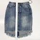 One X One Teaspoon Denim Skirt Sz 22 High Waist Super Fitted Mid Length Fringe