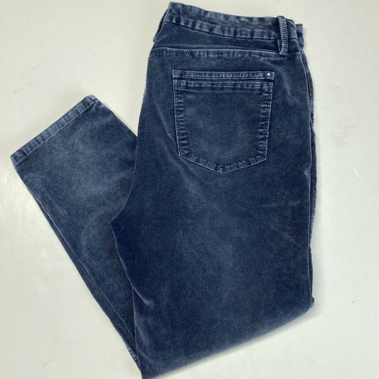 Soft Surroundings Blue Corduroy Pants Sz 14 Petite High Rise Tapered Leg Short