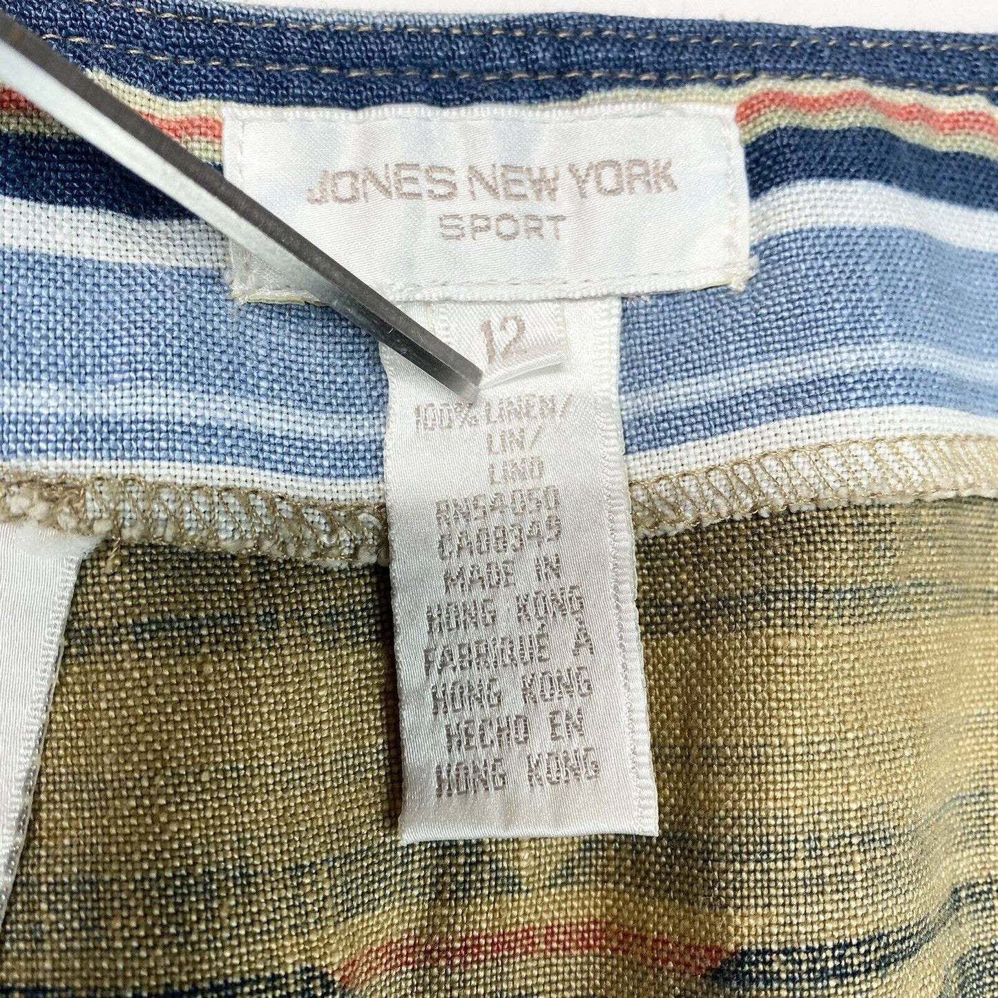 Jones New York 100% Linen Wrap Skirt Sz 12 (29"Waist) Aztec Stripes Multicolor