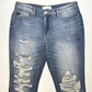 Kancan Boyfriend Jeans Womens 11/29 Blue Relaxed Fit Denim Distressed Holes EUC