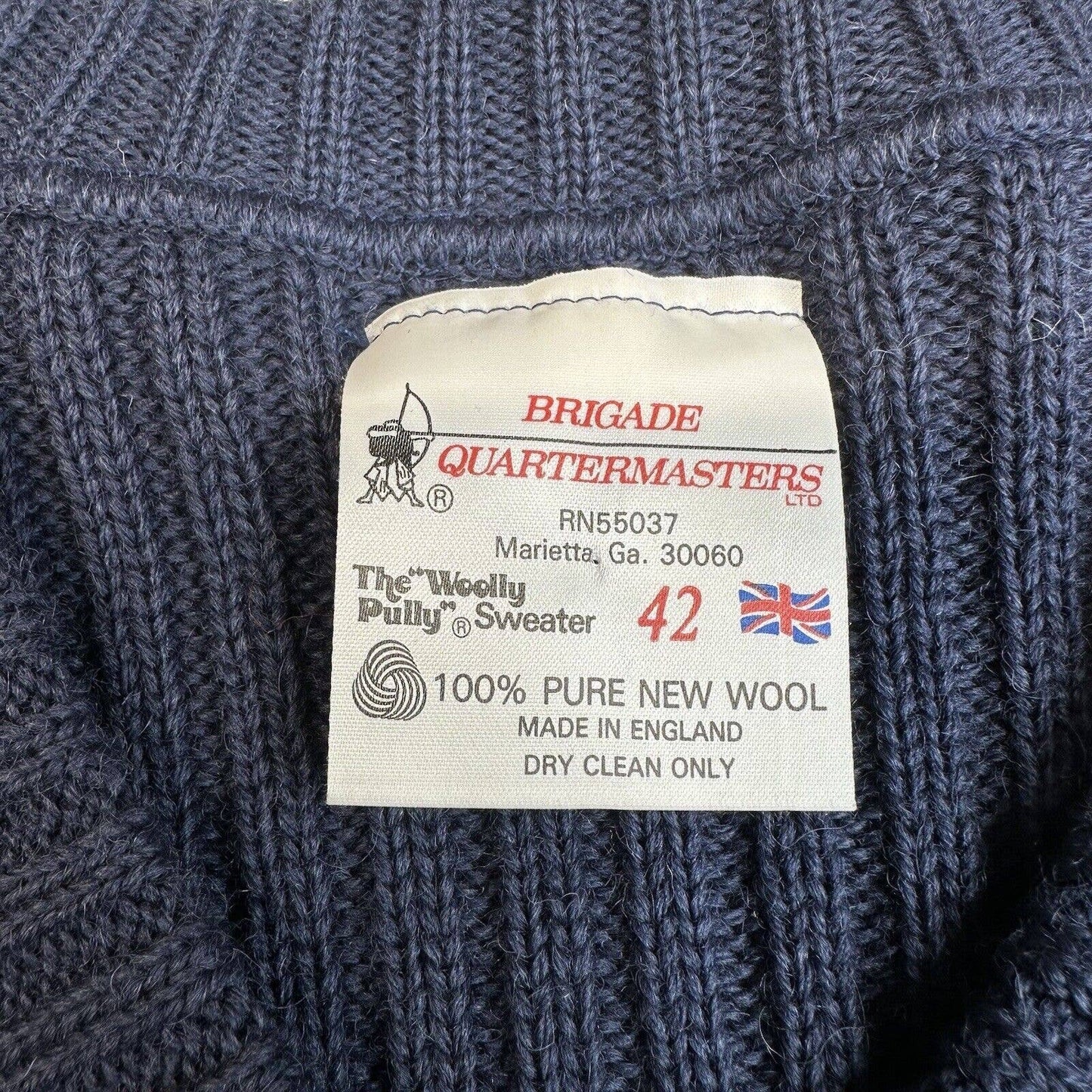 Brigade Quartermasters Wooly Pully Sweater EUR42 Blue Wool Military England EUC