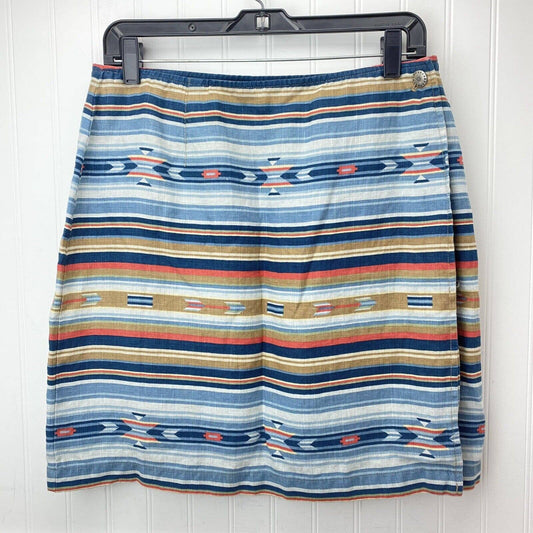 Jones New York 100% Linen Wrap Skirt Sz 12 (29"Waist) Aztec Stripes Multicolor