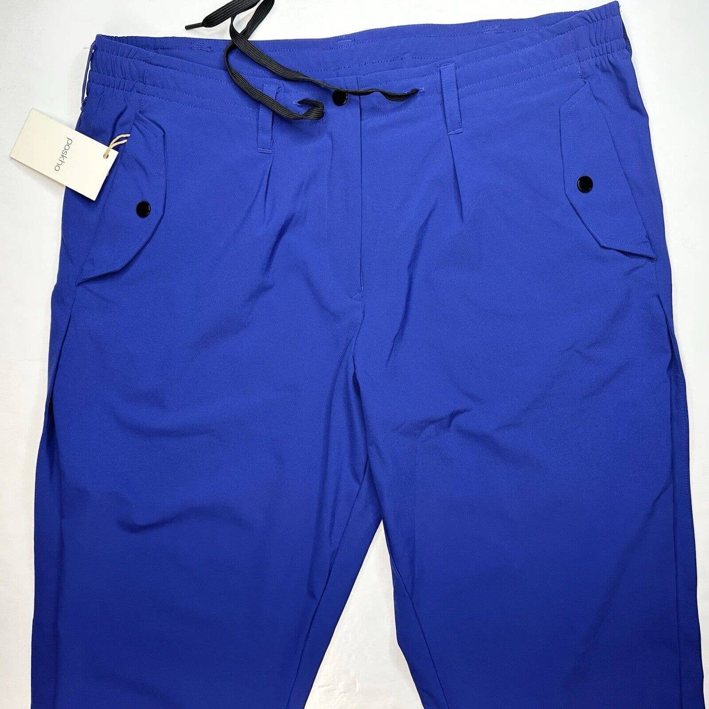 Paskho Sanctuary Cropped Pleated Stretch Tech Travel Pants Womens XL Blue NEW