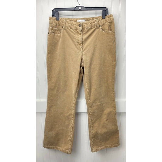 Chicos Corduroy Pants Sz 2 (US 12) Womens Crop/Short Midrise Tan Mini Bootcut