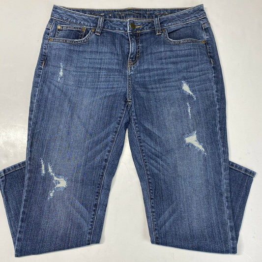 JLO Jennifer Lopez Slim Boyfriend Crop Sz 6 (32”Waist) Denim Jean Distress Holes