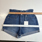 Kancan Izzie Paperbag Ultra High Rise Shorts Sz Large Denim Blue Jean Cuffed NEW