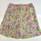 SLB Silk Short Skirt Womens Large Pink Green Floral Sheer Layer Retro Barbie