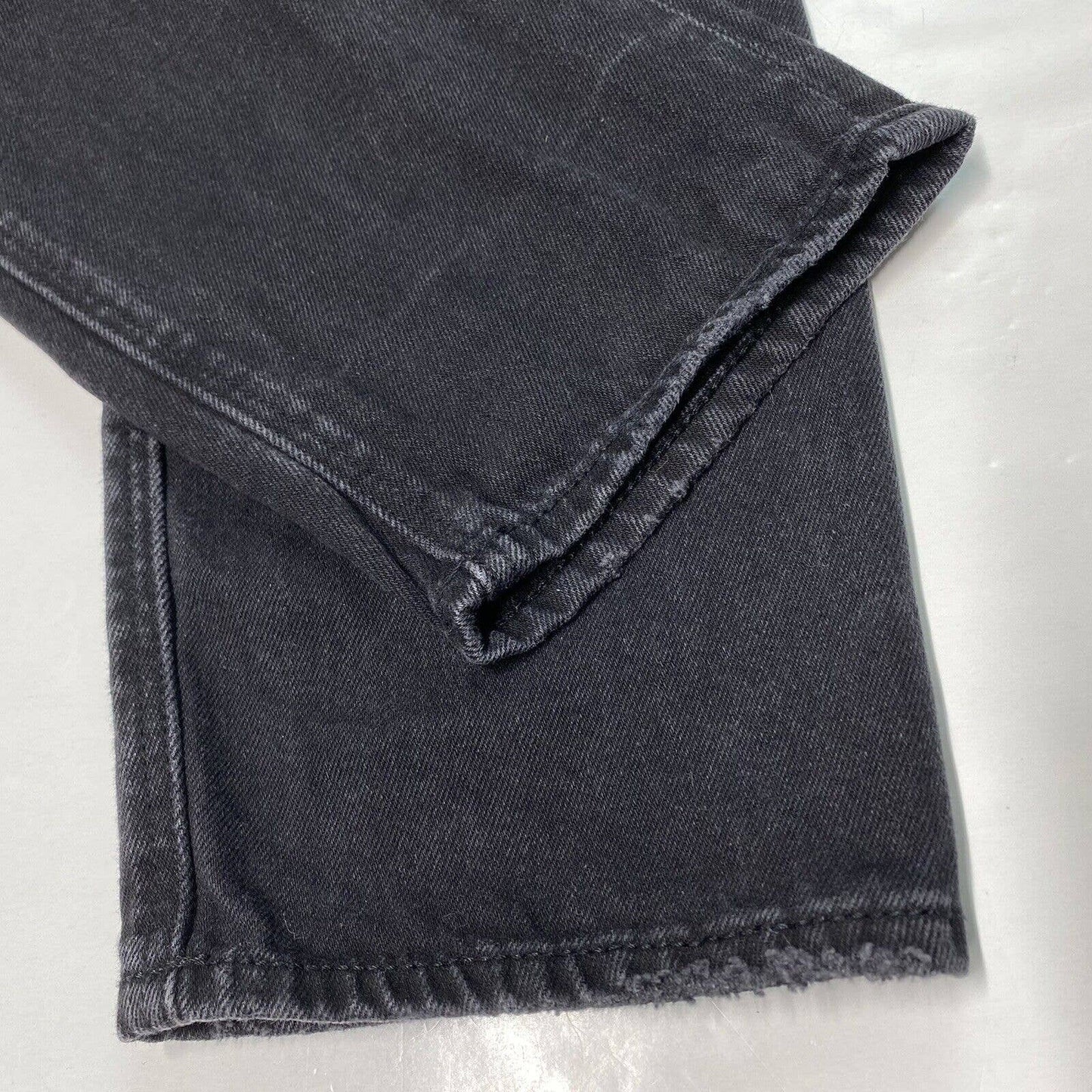 American Eagle Mom Jean Sz 6 Short High Rise Black Denim Crop Distressed Holes