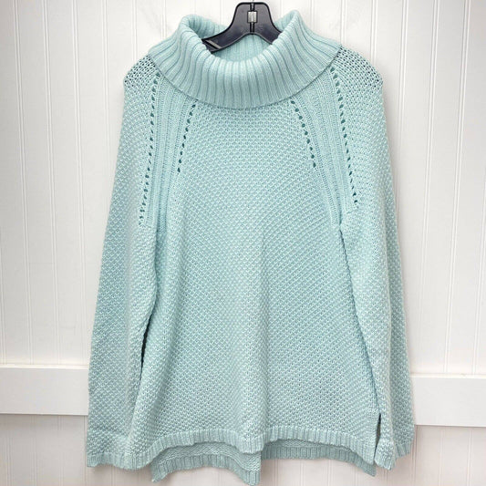 Talbots Cowl Neck Sweater Sz Large Petite Green Soft Knit Lambswool Blend *Flaws