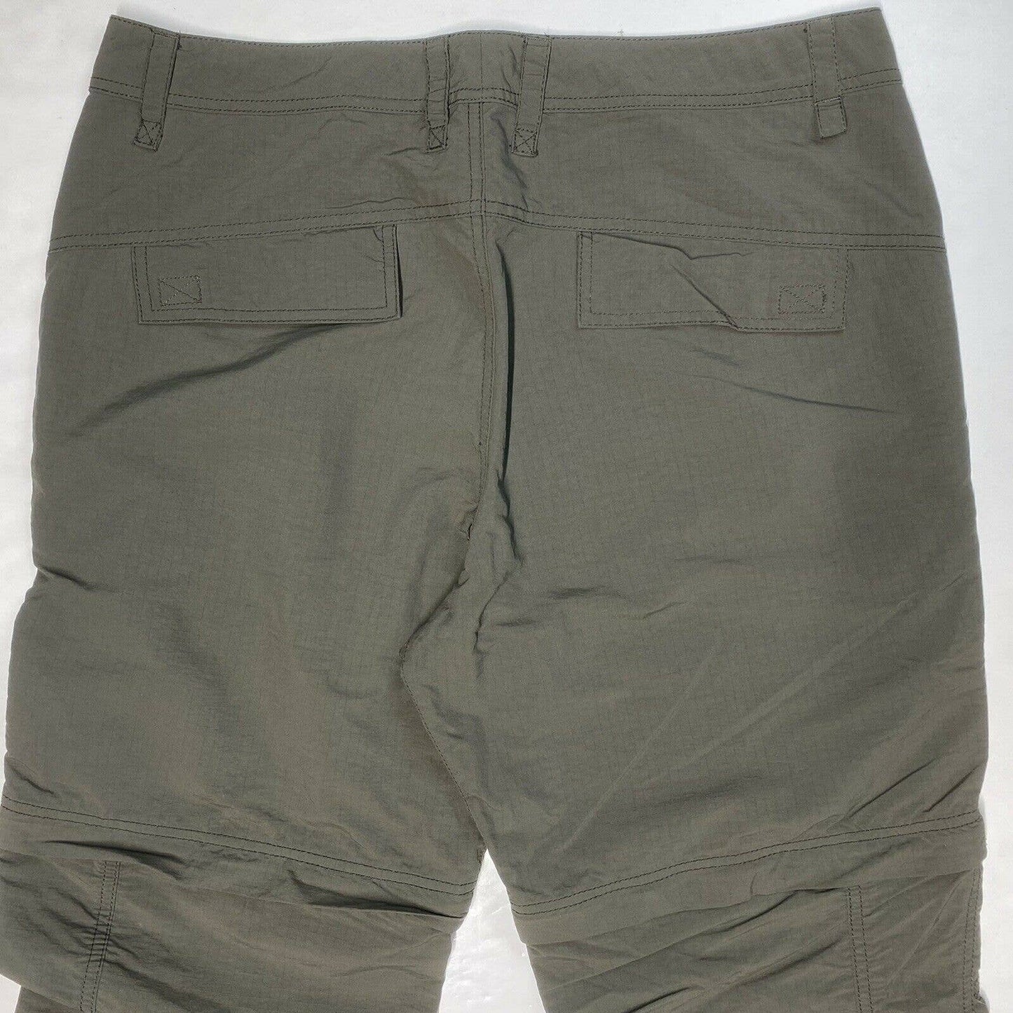 Eddie Bauer Convertible Pants Sz 14 Gray Nylon Hiking Zip Off Shorts Pockets EUC