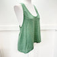 Zyia Active Nimbus Split Back Tank Top XL Green Open Back Sheer Stripe EUC