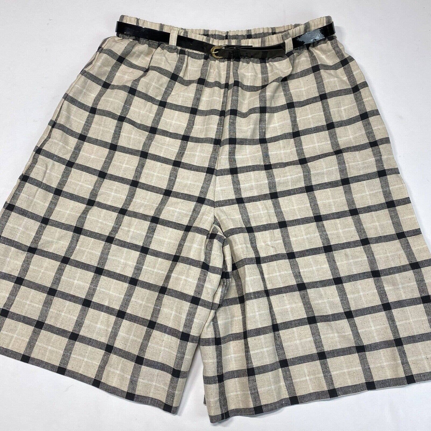 Vintage New Attitude Russ Togs Plaid Shorts Womens 14 Beige USA Union Made