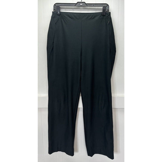 LL Bean Pull On Straight Leg Pants Sz Medium Black Stretchy Athleisure *Flaw