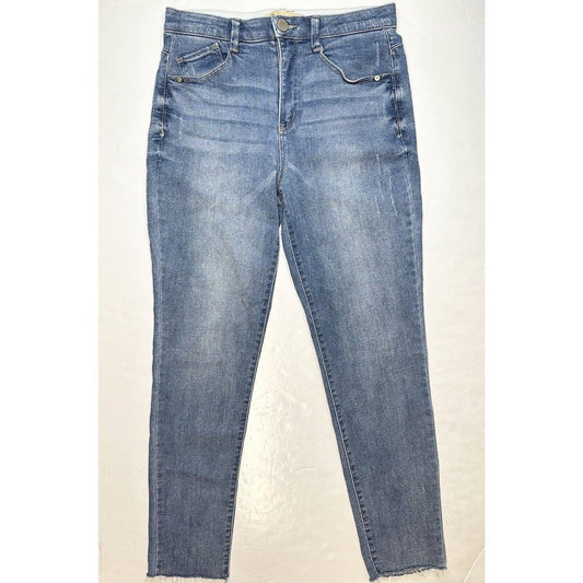 Democracy Ab Technology Skinny Ankle Jeans 8 High Rise Stretch Denim Fray EUC