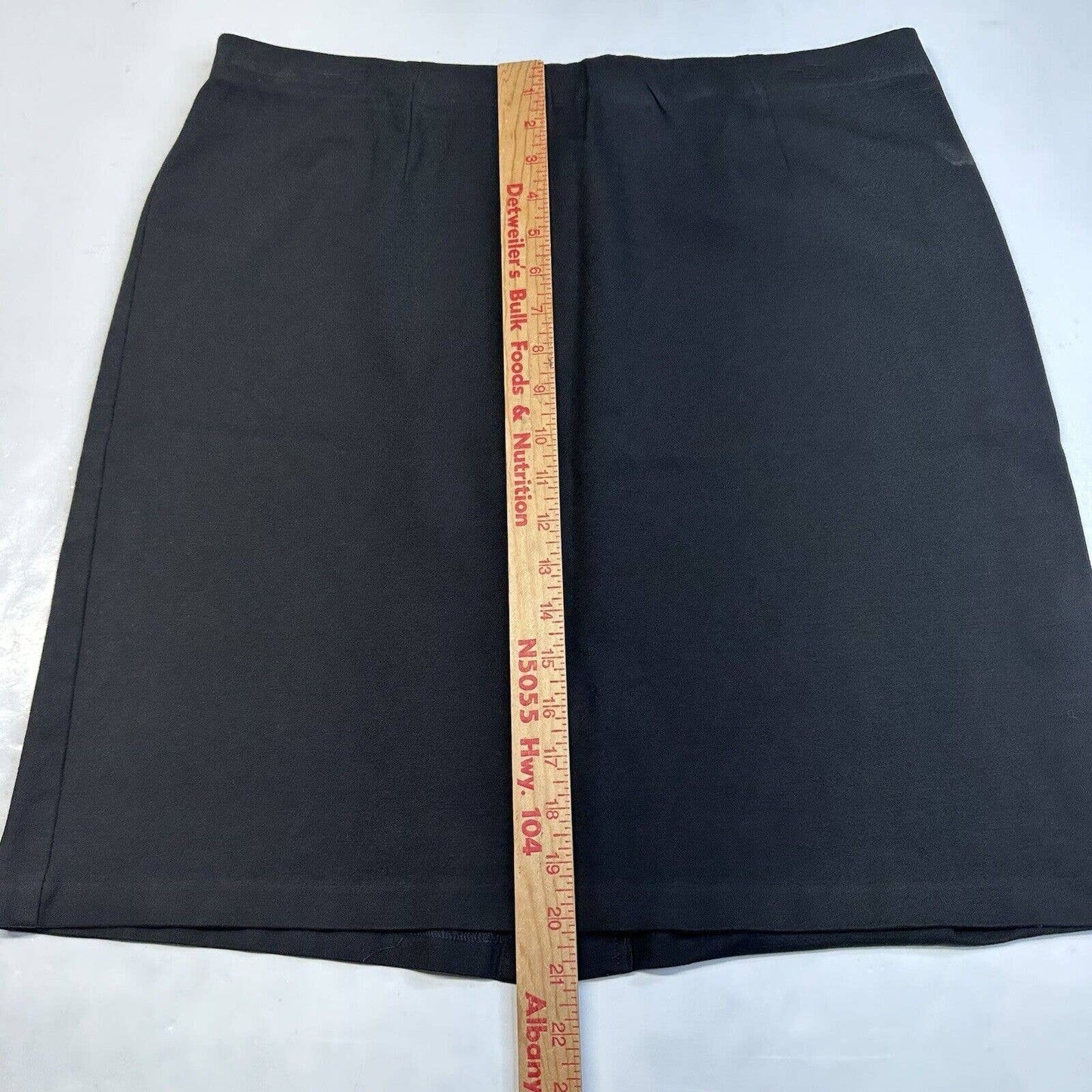 J Jill Ponte Pencil Skirt Sz Large Black Pull On Stretch Knit Back Slit