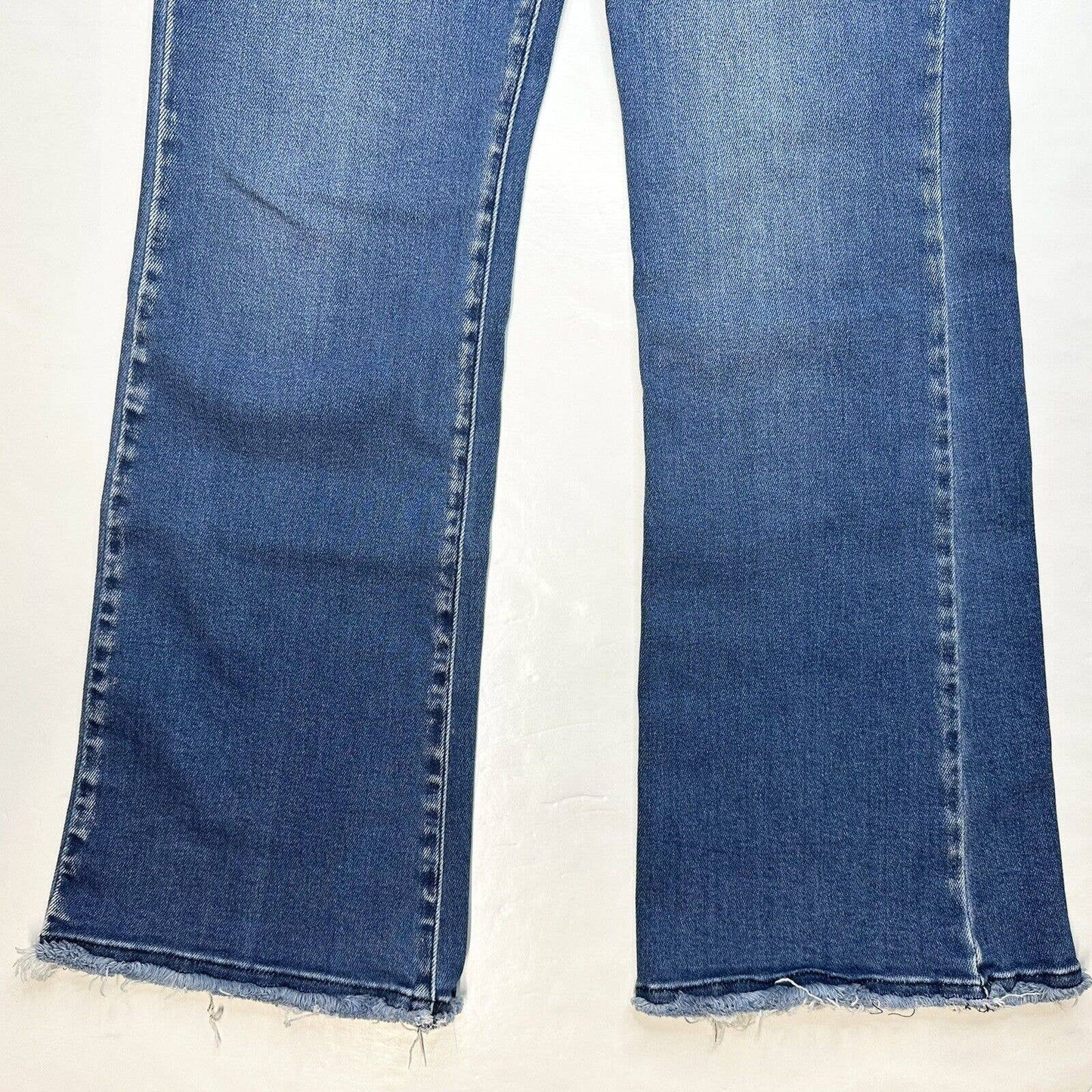 Kancan Rainn Ultra High Rise Flare Jeans 13/30 Stretch Blue Denim Fray Fringe