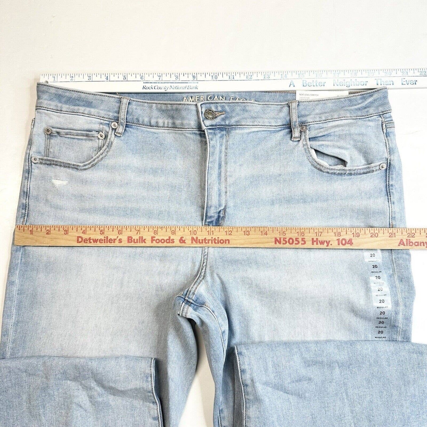 American Eagle Lowrise Flare Jean 20 Next Level Stretch Denim Distressed NEW