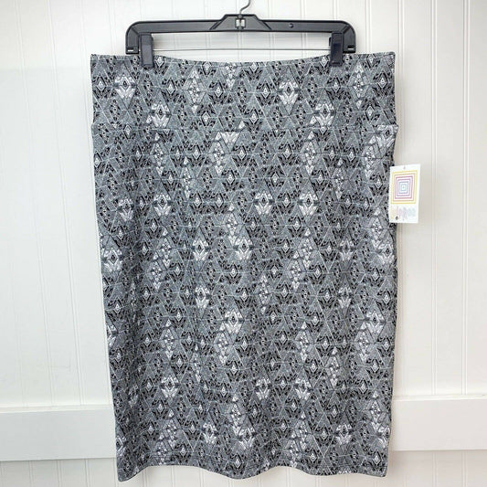 Lularoe Cassie Midi Pencil Skirt 3XL Black/White Aztec Stretch Plus Size NEW