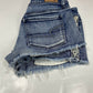 American Eagle Shortie Sz 2 Lowrise Stretch Denim Jean Shorts Raw Hem Embroidery