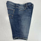 Silver Elyse Bermuda Shorts Sz 30 (34" Waist) Curvy Denim Blue Jean Distress EUC