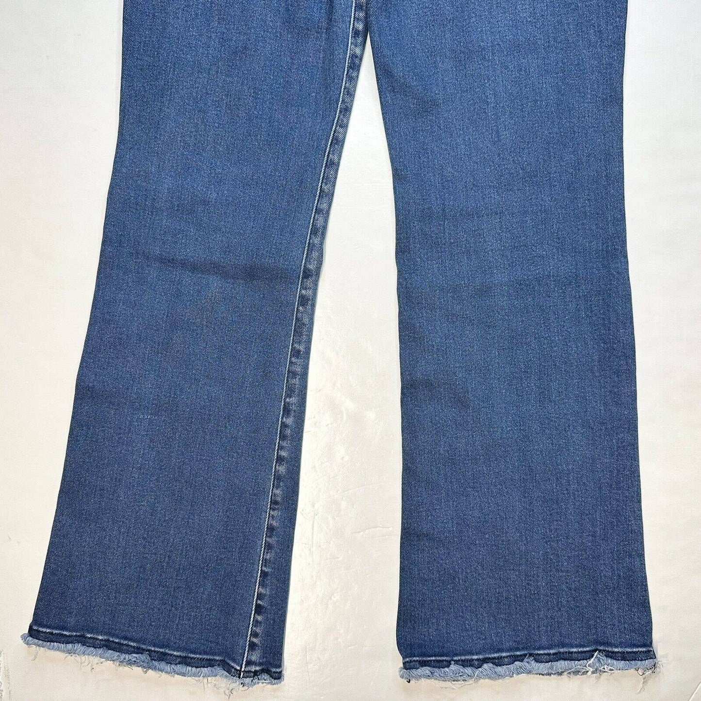 Kancan Rainn Ultra High Rise Flare Jeans 13/30 Stretch Blue Denim Fray Fringe