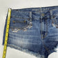 American Eagle Shortie Sz 8 Stretch Denim Jean Shorts Light Wash Raw Hem Jewels