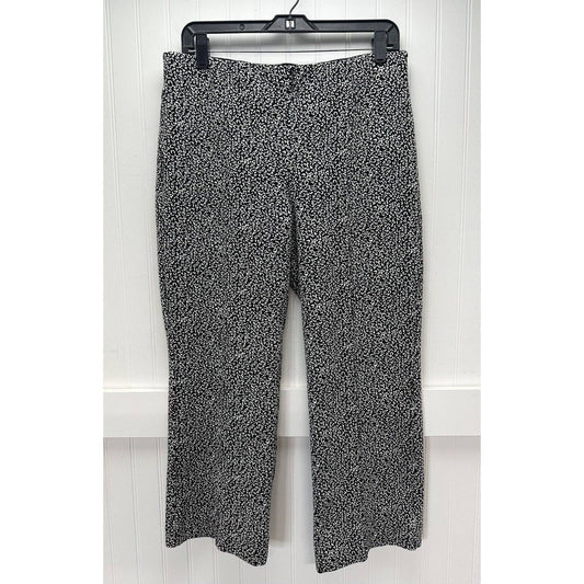 Anthropologie Essential Crop Flare Pants Womens Large Knit Black/White Pattern