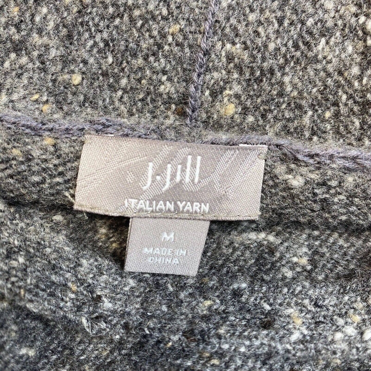 J. Jill Knit Cardigan Sz Medium Wool/Cashmere Gray Long Open Sweater Rolled Hem