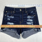 American Eagle Hi-Rise Shortie Sz 6 360 Super Stretch Denim Short Holes Fray EUC