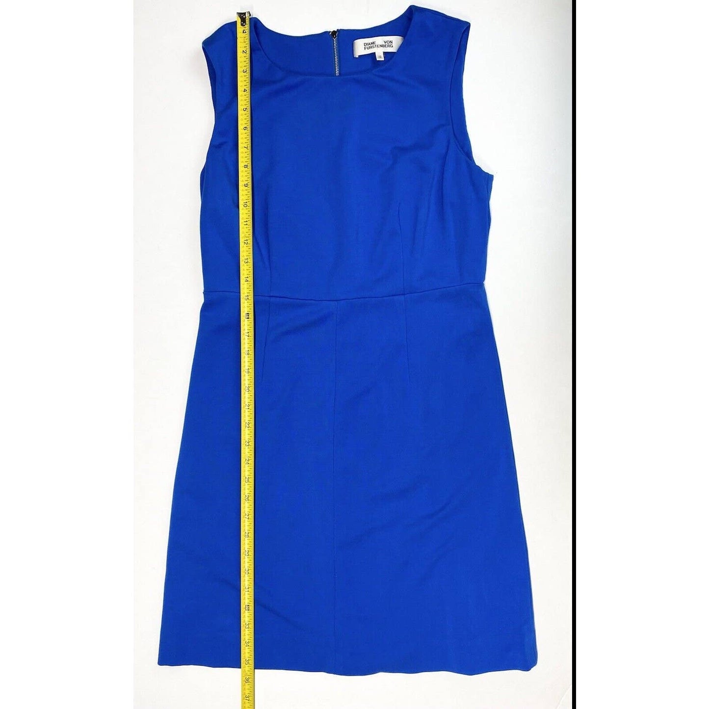 Diane Von Furstenberg Carrie Sheath Dress Sz 12 Womens Blue Stretch Sleeveless