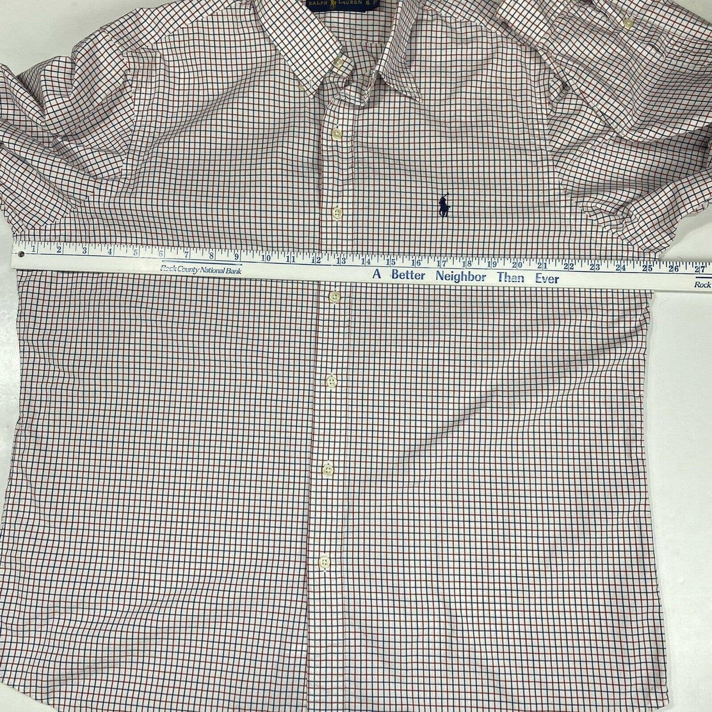 Ralph Lauren Plaid Button Up Shirt Sz XLarge Mens Casual Red White Long Sleeve