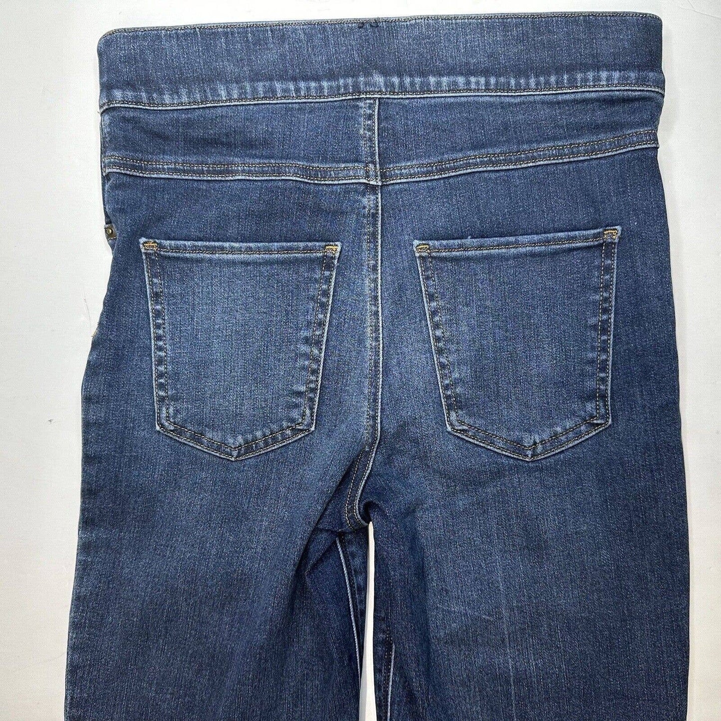 Spanx Cropped Flare Jeans Womens Small Pull On High Rise Stretch Denim Fray EUC