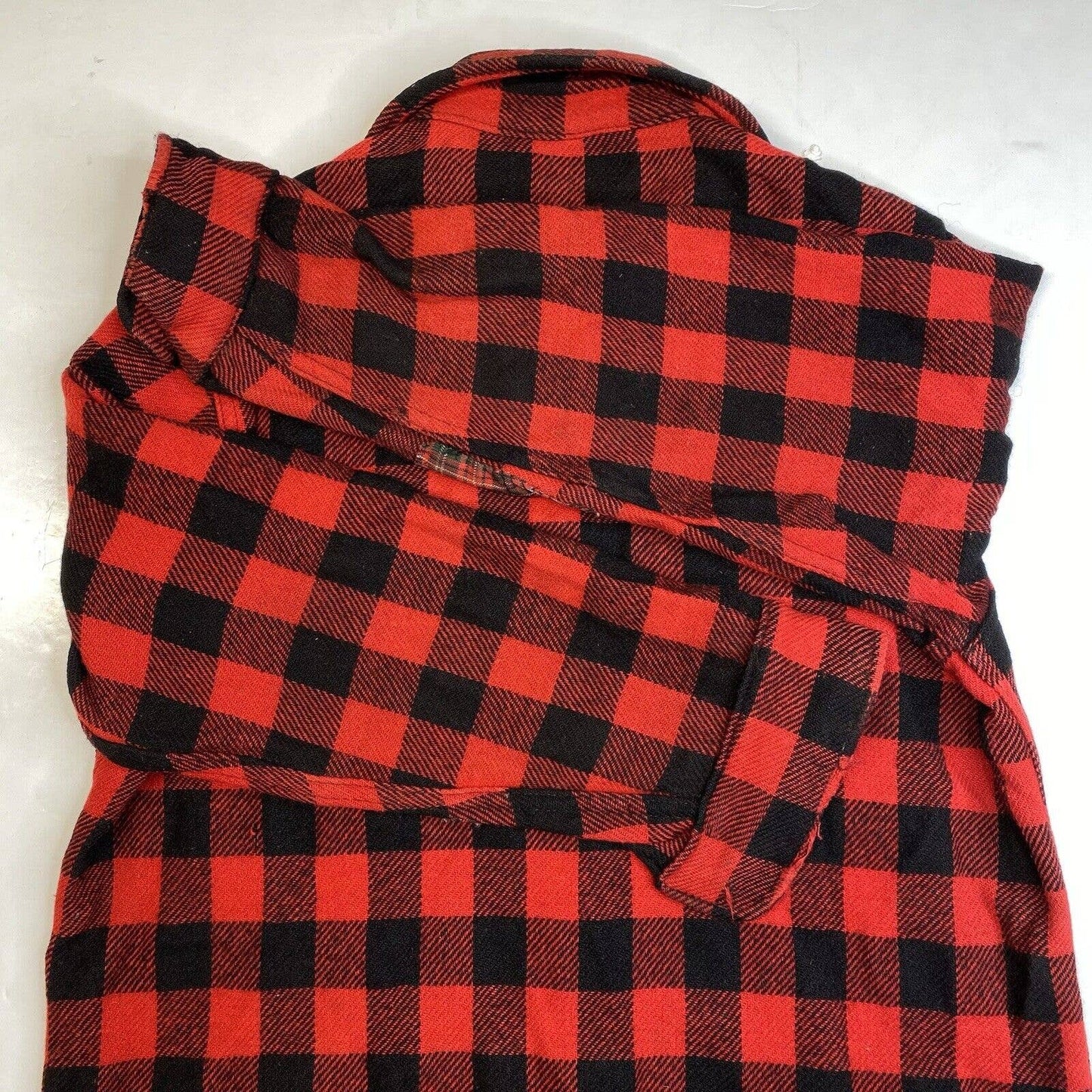 Vintage Woolrich Wool Shacket Mens Large Red Buffalo Plaid Mackinaw Tartan *Flaw