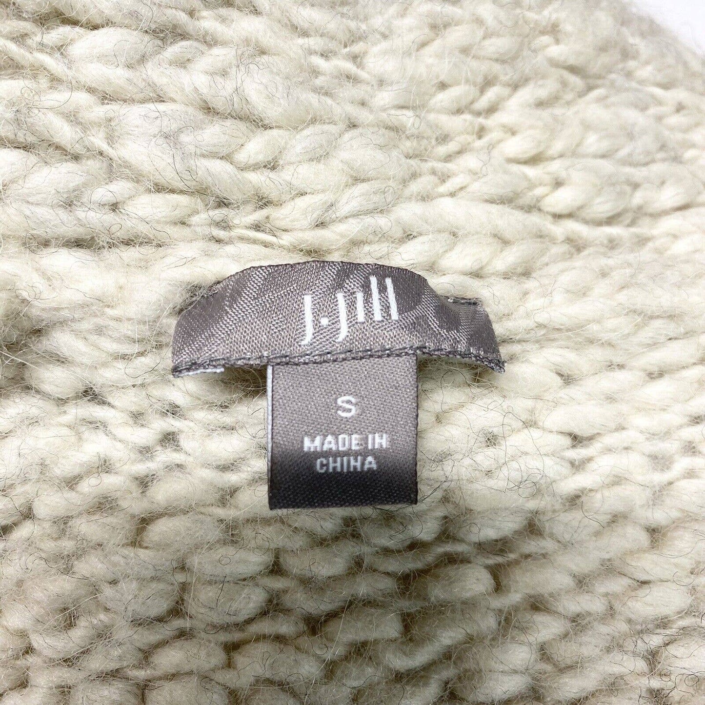 J.Jill Chunky Knit Cardigan Sz Small Beige Wool/Alpaca Blend Open Front Sweater