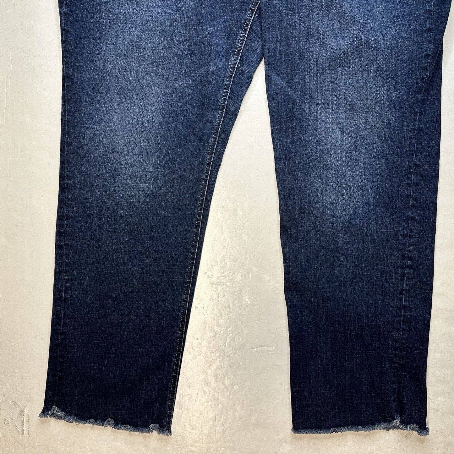 Lane Bryant High Rise Straight Jeans 16 Flex Magic Waist Blue Denim Dark Fray