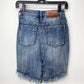 One X One Teaspoon Denim Skirt Sz 22 High Waist Super Fitted Mid Length Fringe