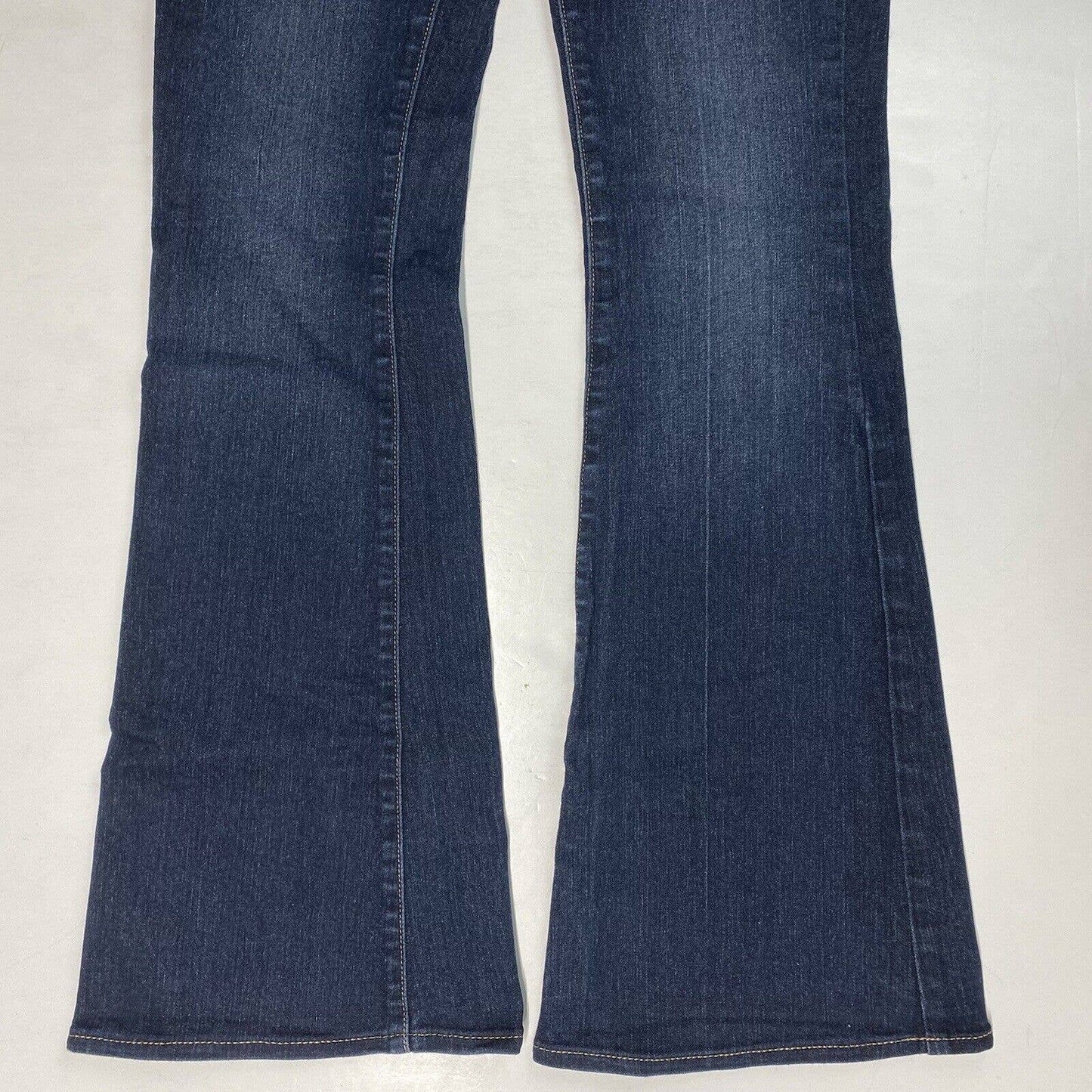 Paige Canyon Flare Jeans Sz 27 Womens Lowrise Stretch Denim Blue Dark Wash EUC