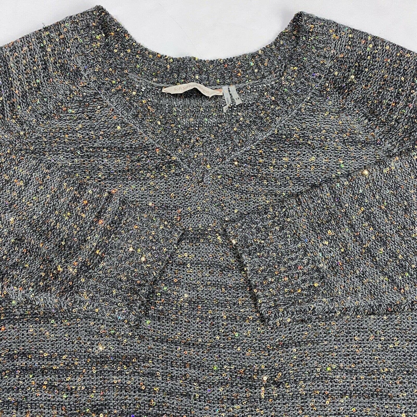 Soft Surroundings Tunic Sweater Sz 1X Gray With Sequins Holiday Top Plus Size