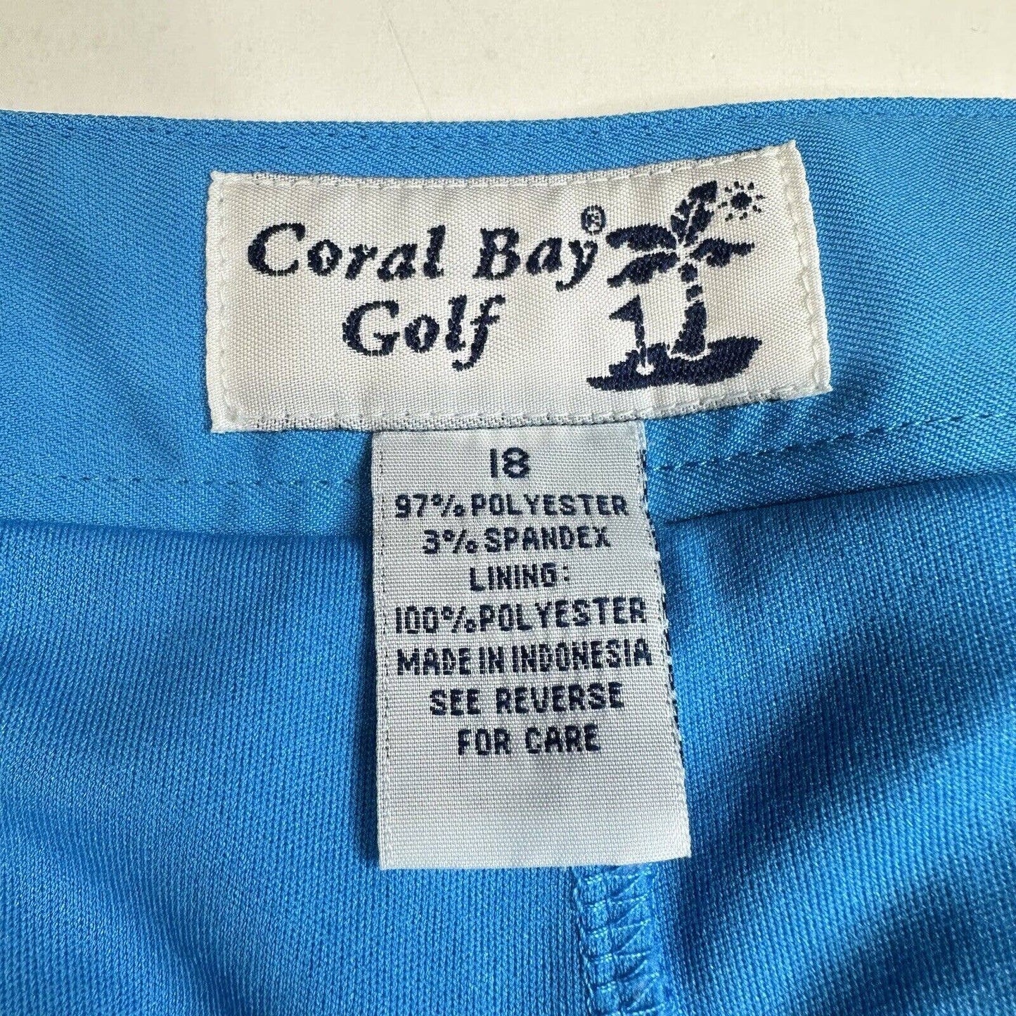 Coral Bay Golf Skort Womens 18 (37"Waist) Bright Blue Active Skirt/Shorts EUC