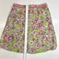 SLB Silk Short Skirt Womens Large Pink Green Floral Sheer Layer Retro Barbie