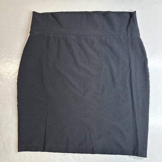 Eileen Fisher Crepe Pencil Skirt Large Dark Gray Pull On Short Stretch Knit USA