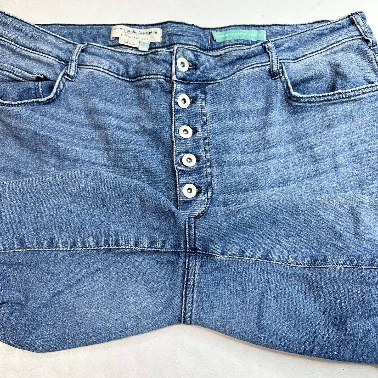 Pilcro Letterpress High Rise Skinny Bootcut Jeans 22W Denim Fray Anthropologie