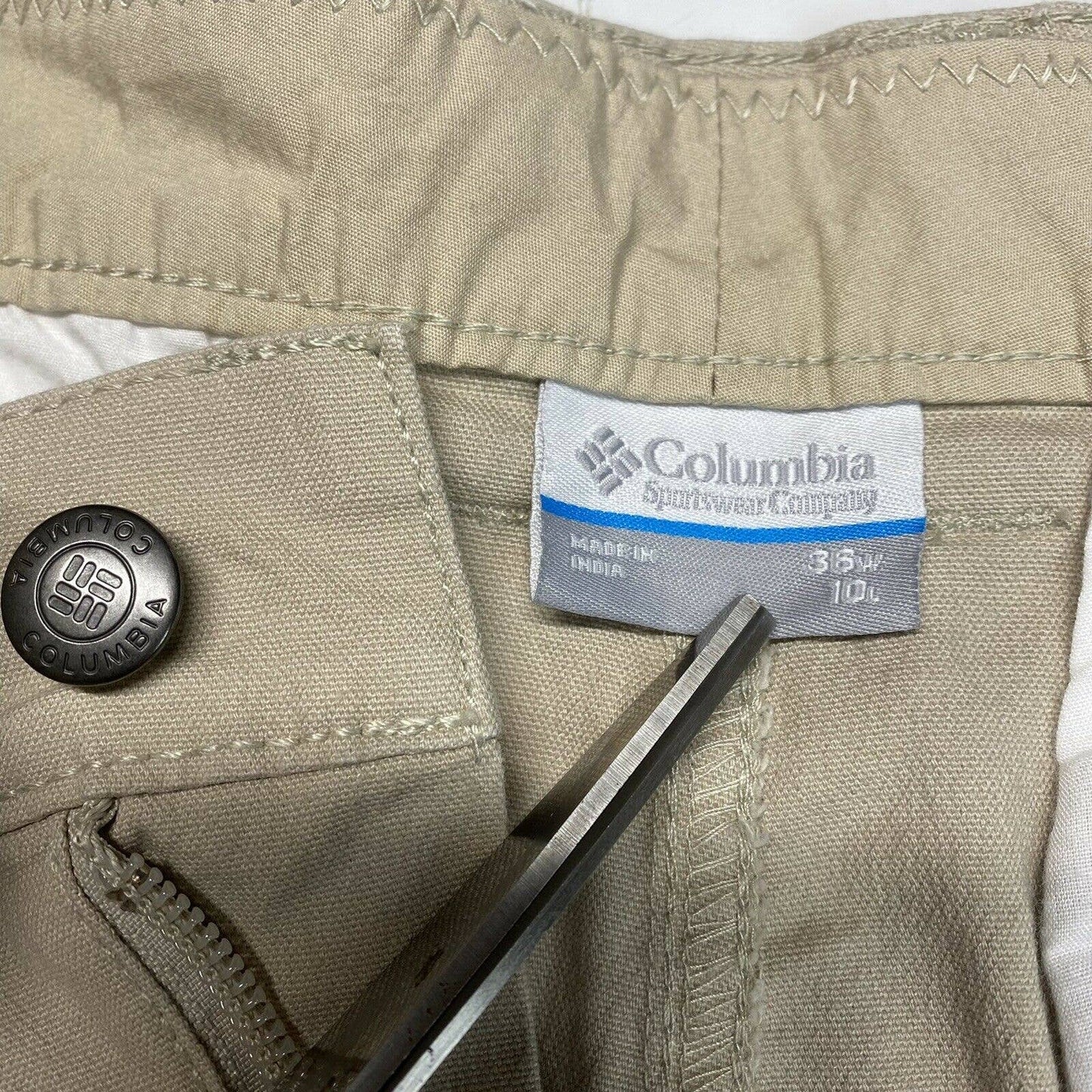 Columbia Utility Shorts Sz 36W Mens Regular Fit Beige Casual Hiking 20" Long