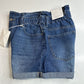 Kancan Izzie Paperbag Ultra High Rise Shorts Sz Large Denim Blue Jean Cuffed NEW