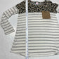 Wanna B Knit Leopard Striped Shirt Sz Medium Ivory/Tan Stretch Long Sleeve Top