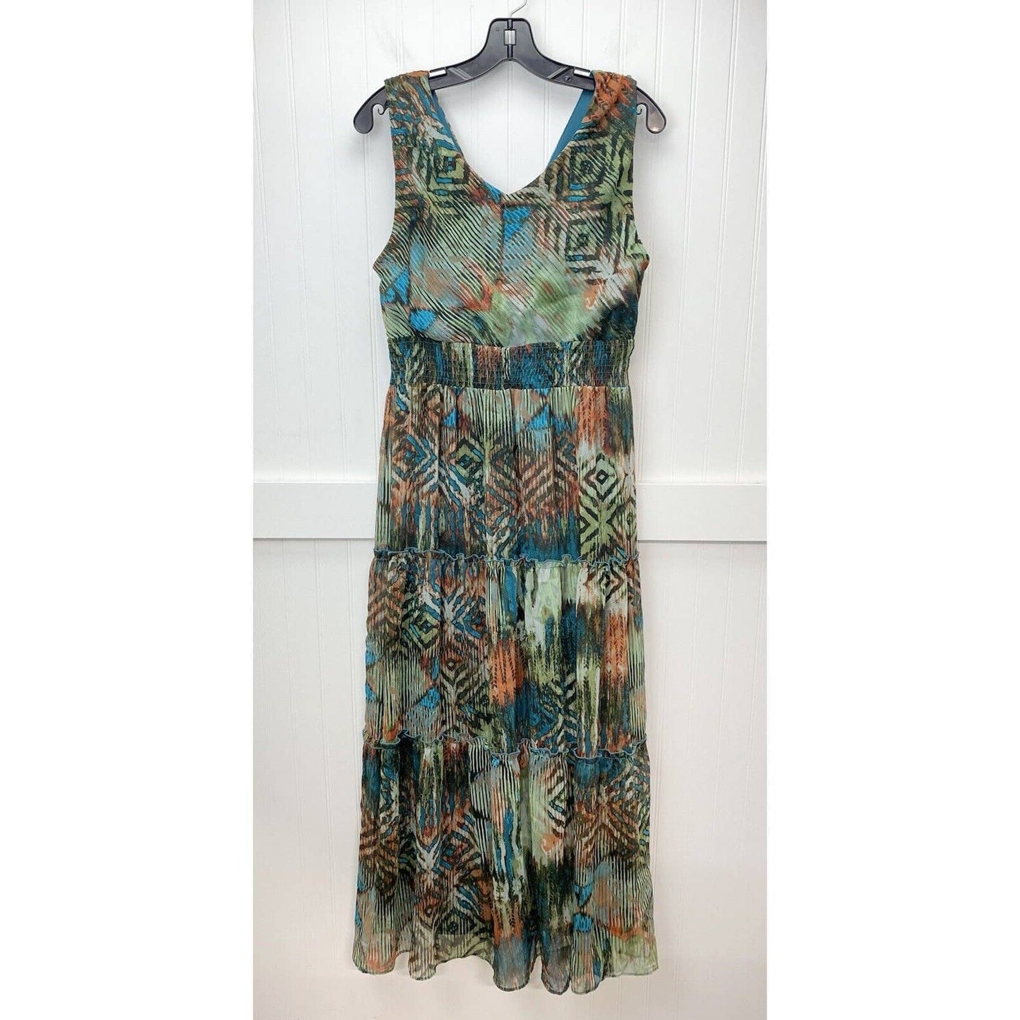 Rabbit Rabbit Rabbit Petite Maxi Dress Sz 12 Aztec/Tribal Pattern Green/Orange